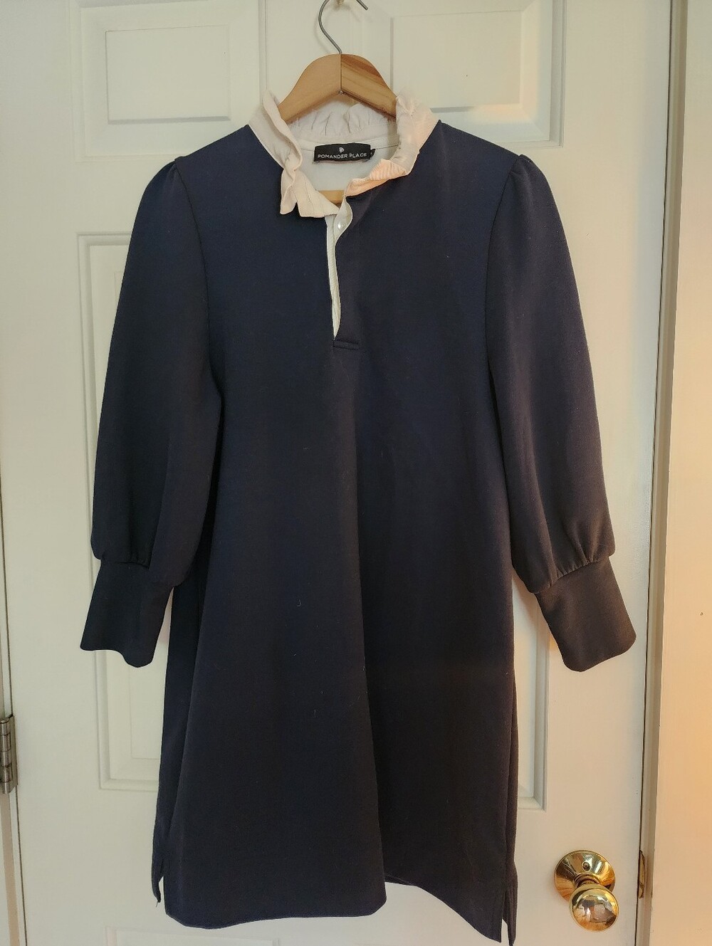 Tuckernuck Pomander Place Charlotte Terry Sweatshirt Polo Dress Size Small Navy